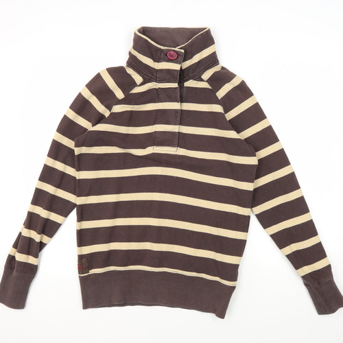 Joules Women's Brown Striped Henley Sweatshirt Size 10