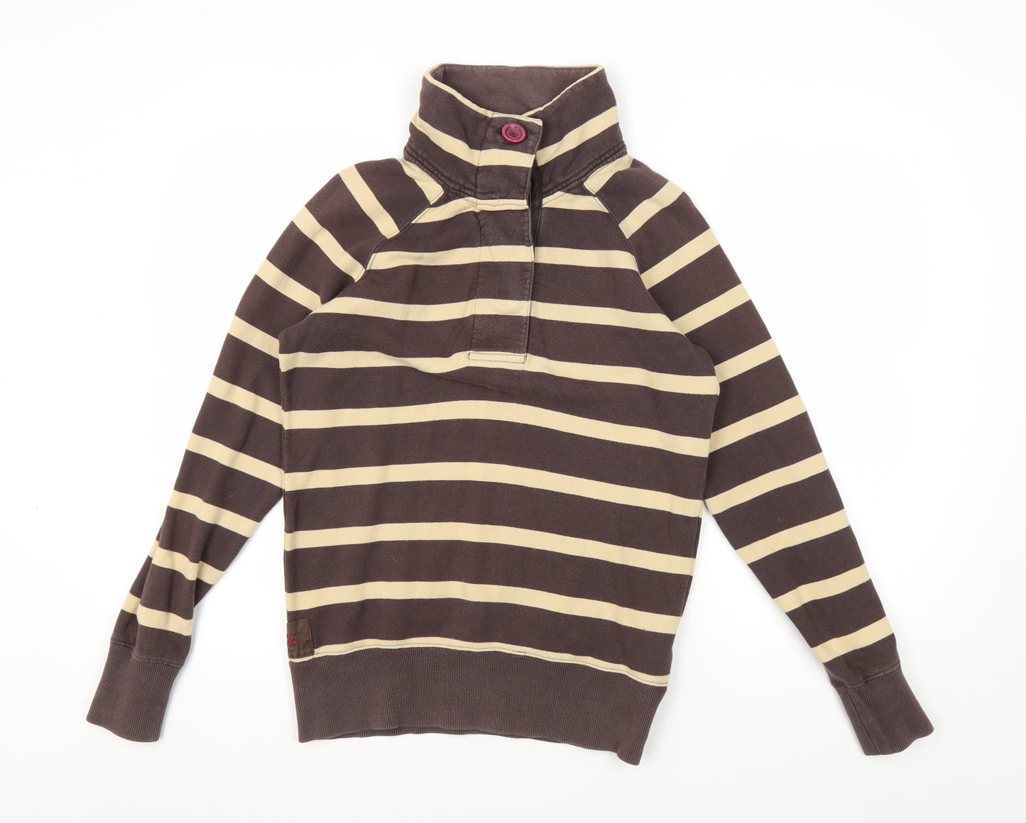 Joules Women's Brown Striped Henley Sweatshirt Size 10