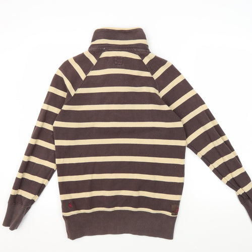 Joules Women's Brown Striped Henley Sweatshirt Size 10