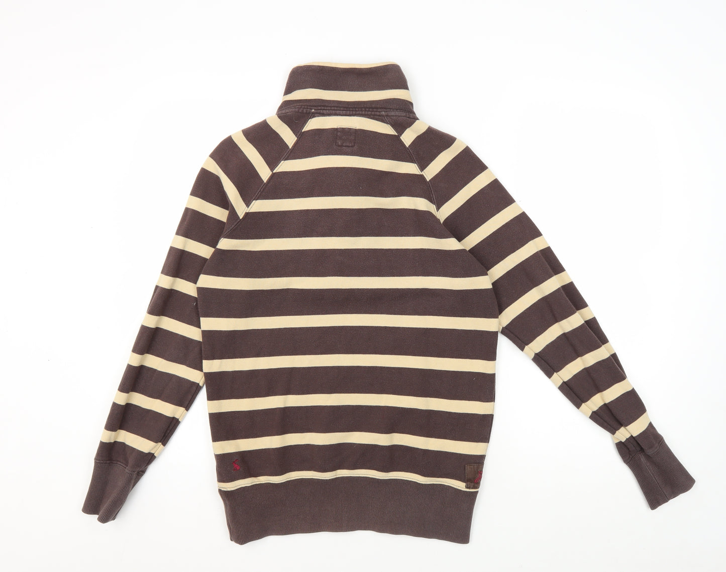Joules Women's Brown Striped Henley Sweatshirt Size 10