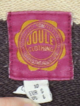 Joules Women's Brown Striped Henley Sweatshirt Size 10