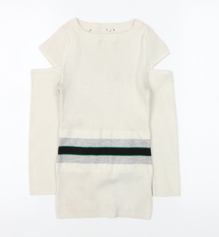 Karen Millen Women's Ivory XS Jumper, Cold Shoulder