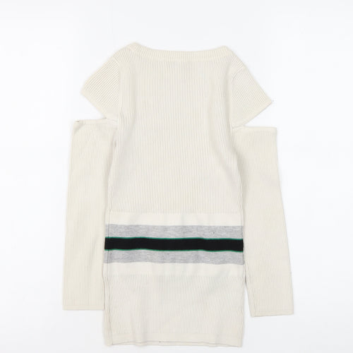 Karen Millen Women's Ivory XS Jumper, Cold Shoulder