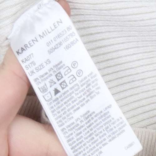 Karen Millen Women's Ivory XS Jumper, Cold Shoulder