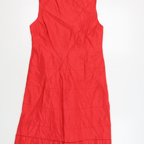 Reiss Women's Red Sheath Dress Size 12 Classic Zip Detail