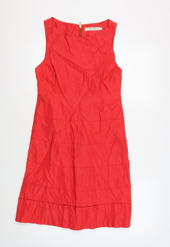 Reiss Women's Red Sheath Dress Size 12 Classic Zip Detail