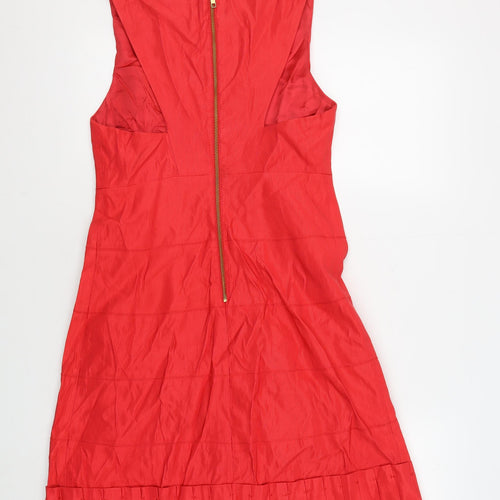 Reiss Women's Red Sheath Dress Size 12 Classic Zip Detail