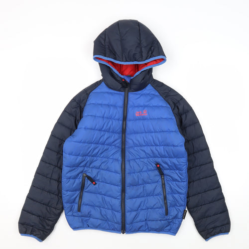 Jack Wolfskin Boys Blue Puffer Jacket, EU Size 152, Hooded
