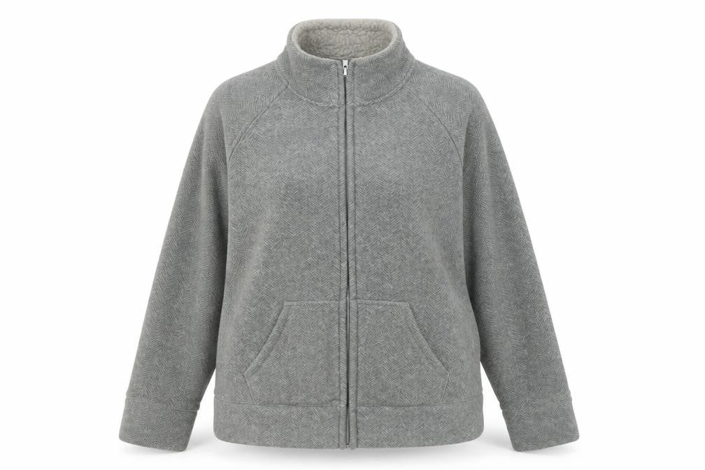 Front view of Marks & Spencer Women's Grey Herringbone Jacket, size 14