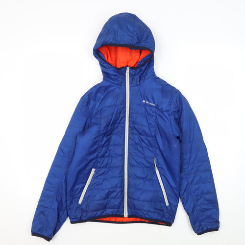 Decathlon Boys Blue Puffer Jacket, 12 Years, Hooded, Winter Ready