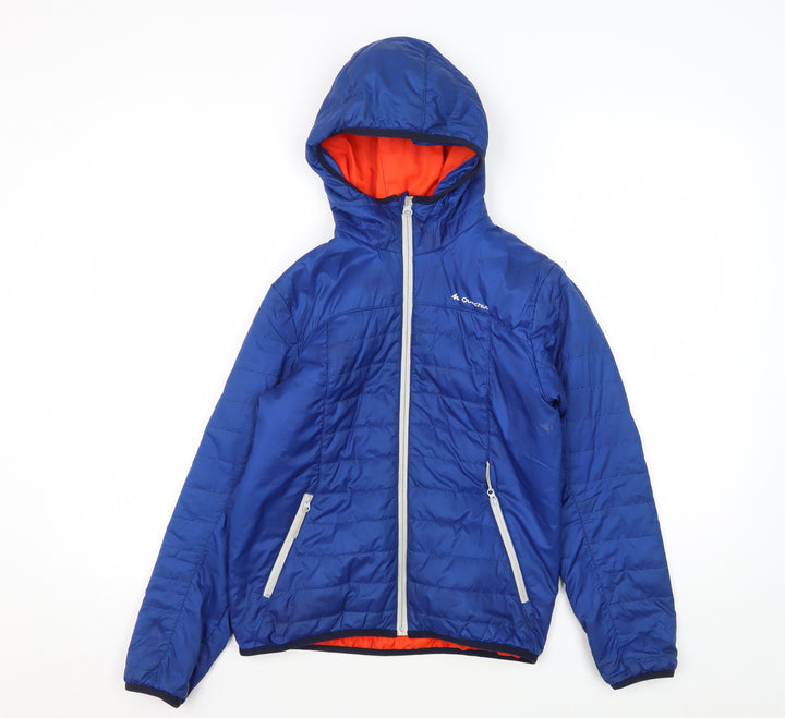 Decathlon Boys Blue Puffer Jacket, 12 Years, Hooded, Winter Ready