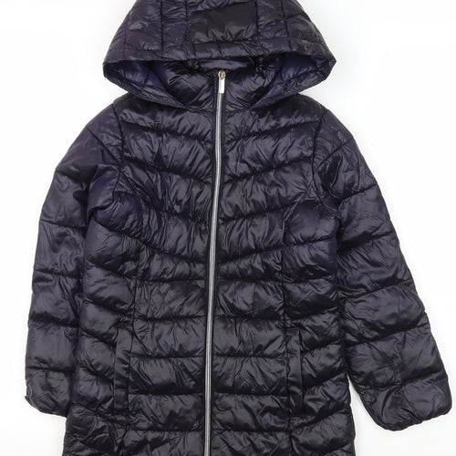 Next Girls Blue Hooded Puffer Jacket, Age 7, Winter Coat