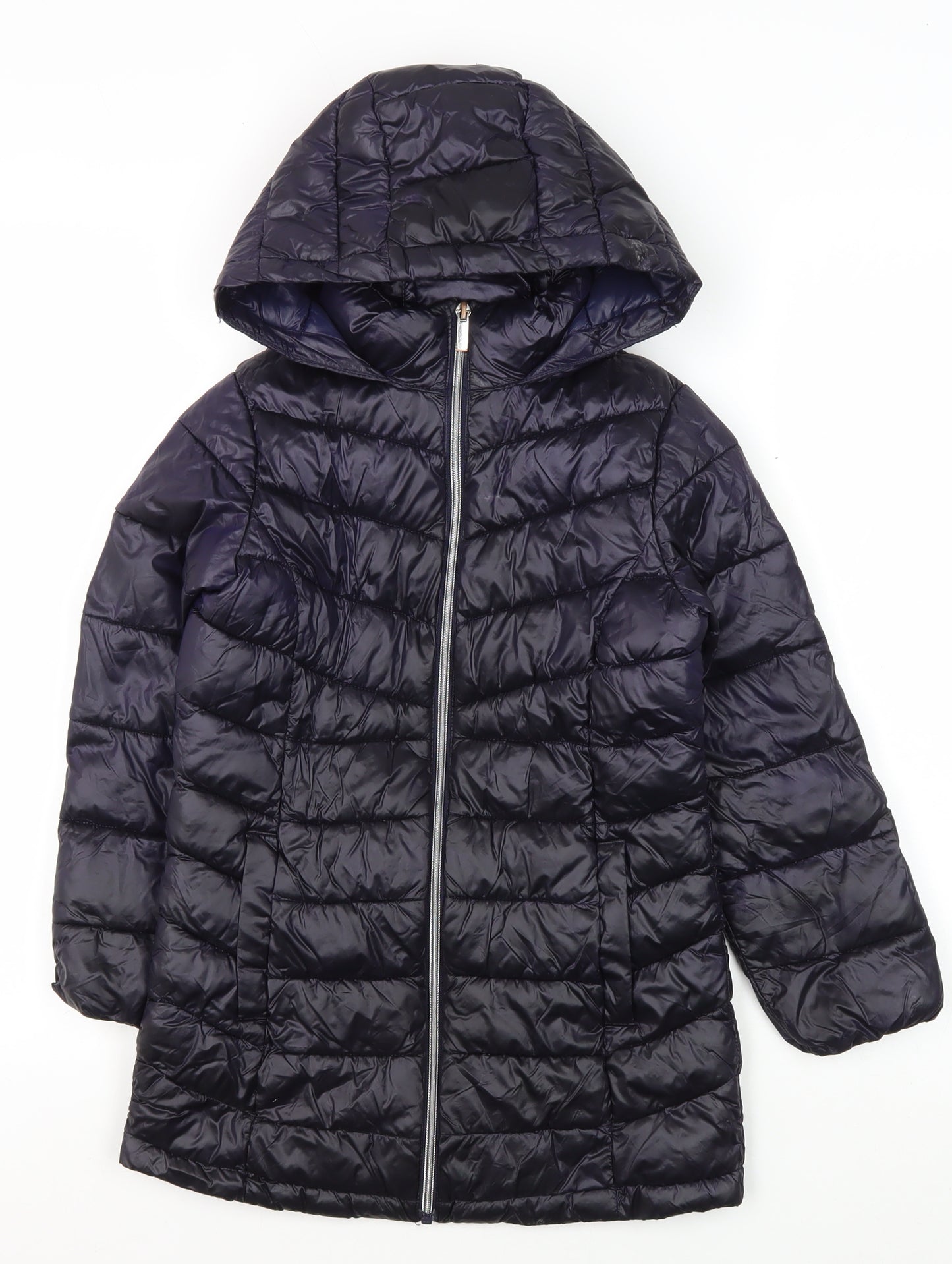 Next Girls Blue Hooded Puffer Jacket, Age 7, Winter Coat