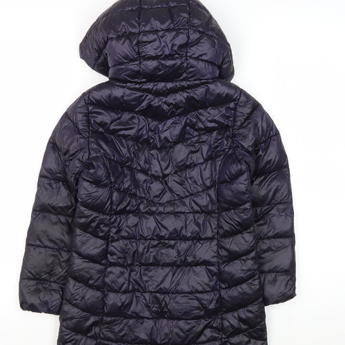 Next Girls Blue Hooded Puffer Jacket, Age 7, Winter Coat
