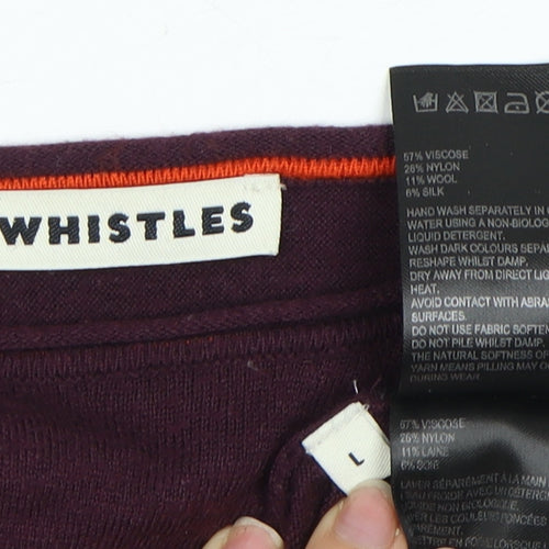 Whistles Women's Purple Jersey Top L Long Sleeve