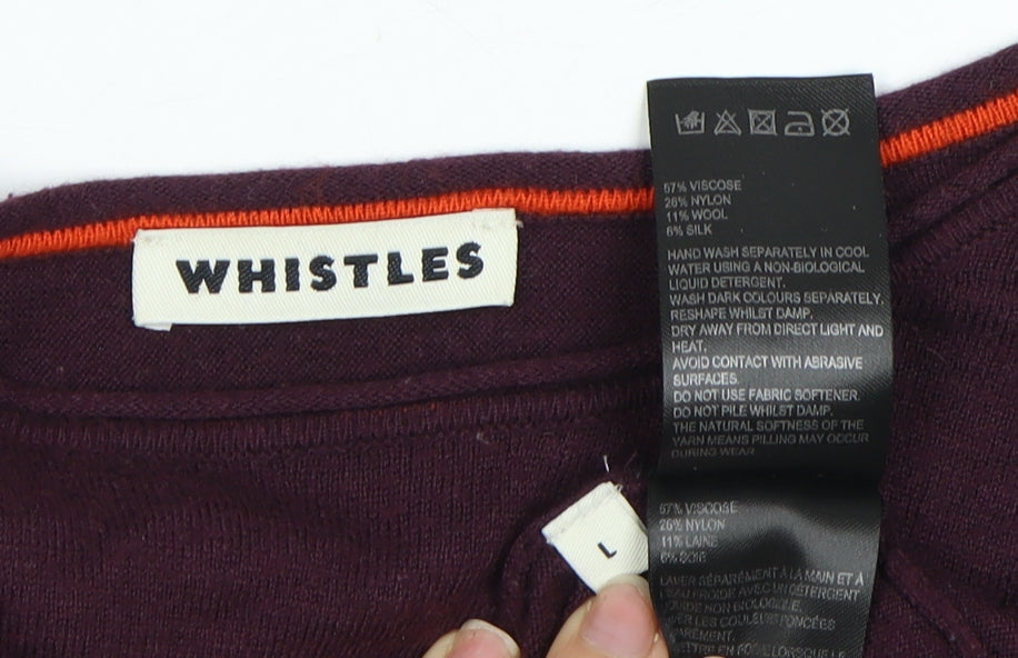 Whistles Women's Purple Jersey Top L Long Sleeve