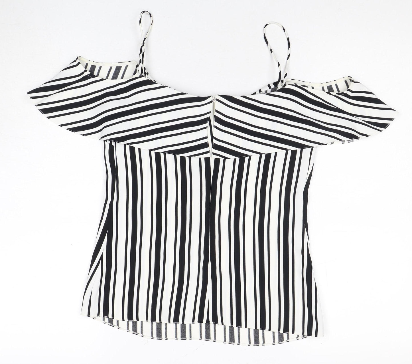 Karen Millen Women's Black & White Striped Off Shoulder Blouse