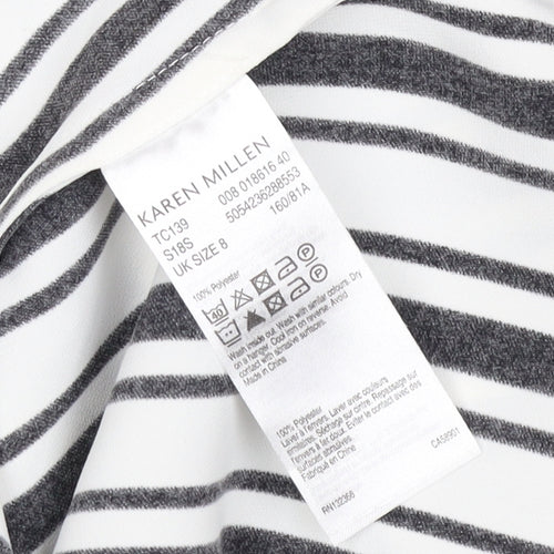 Karen Millen Women's Black & White Striped Off Shoulder Blouse