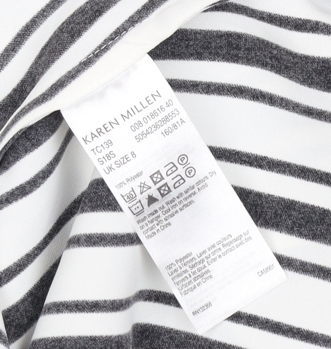 Karen Millen Women's Black & White Striped Off Shoulder Blouse