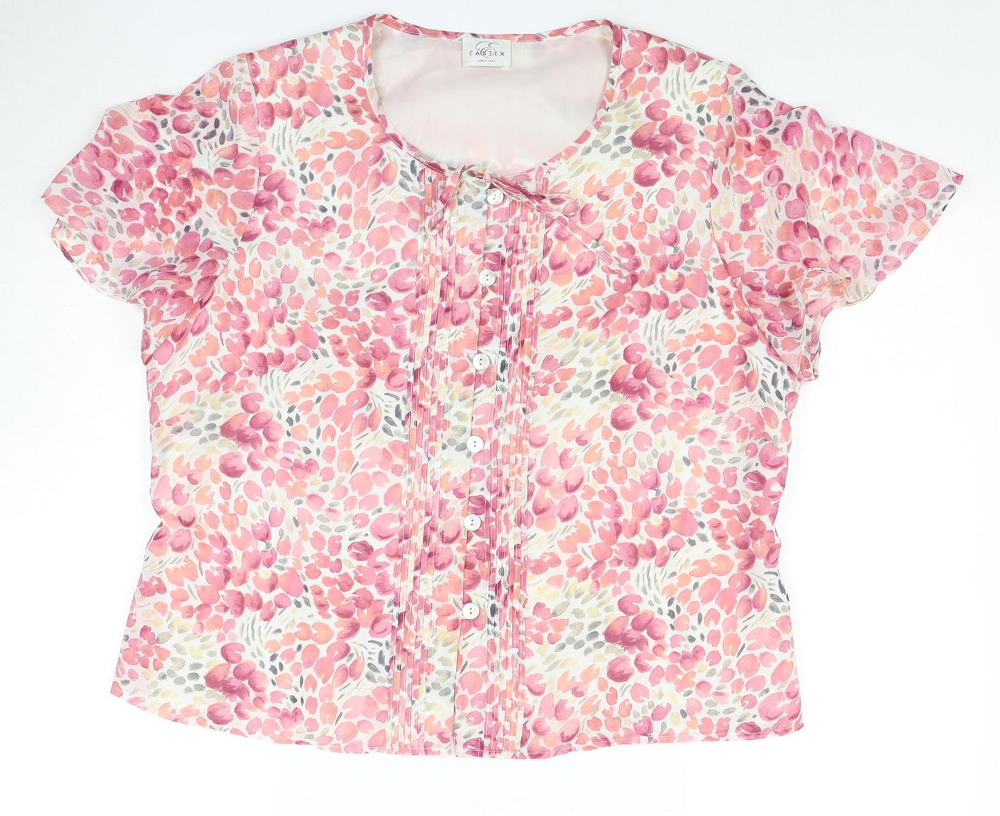 Eastex Women's Pink Floral Blouse - Size 16