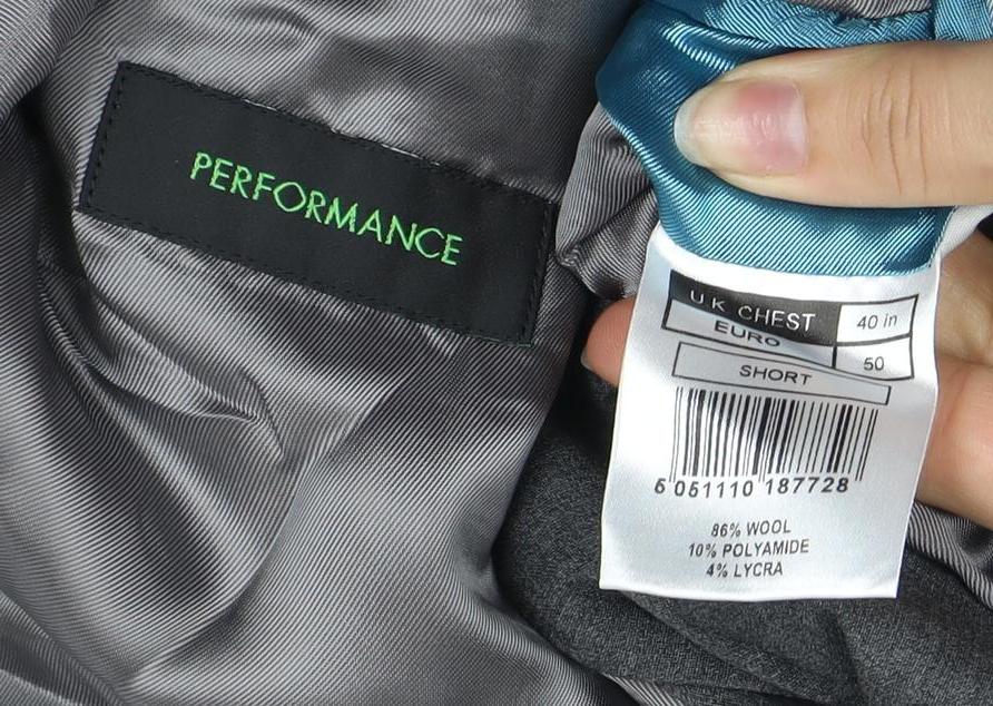 Men's Grey Blazer, Size 40 Short, Regular Fit