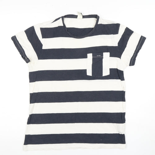 Barbour Unisex Black White Striped T-Shirt, Size S, Casual