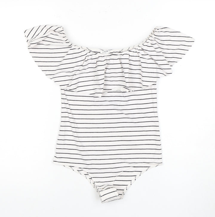 J.Crew Women's White Striped Bodysuit Size S