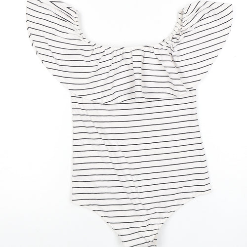 J.Crew Women's White Striped Bodysuit Size S