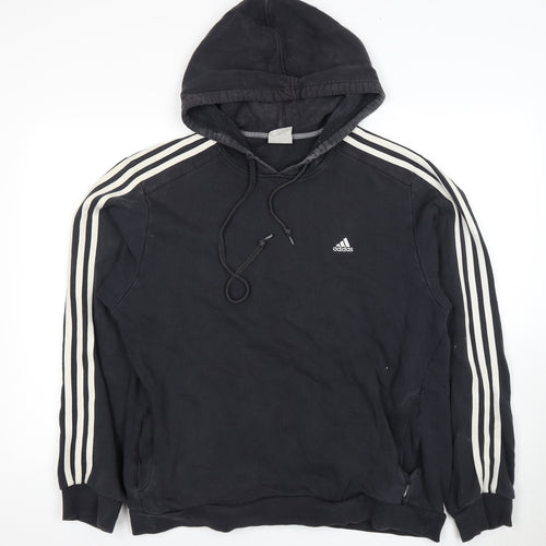 Adidas Men's Black Hoodie Size L Pullover with Logo