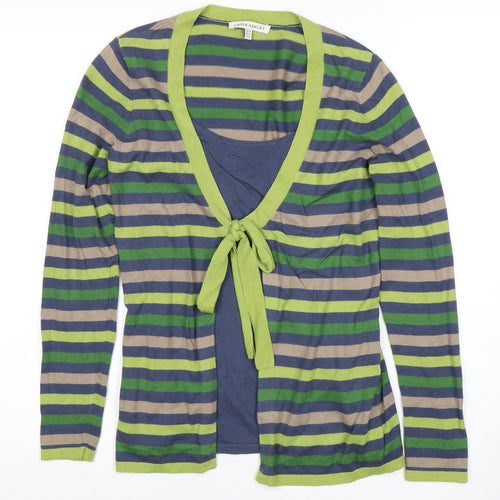 Laura Ashley Women's Multicoloured Striped Cardigan - Size 10