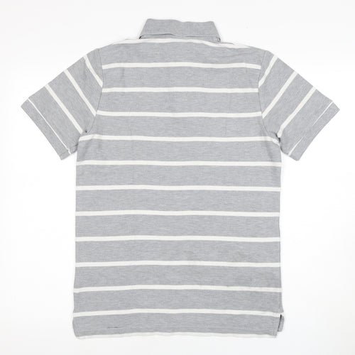 Nike Men's Grey Striped Polo Shirt M