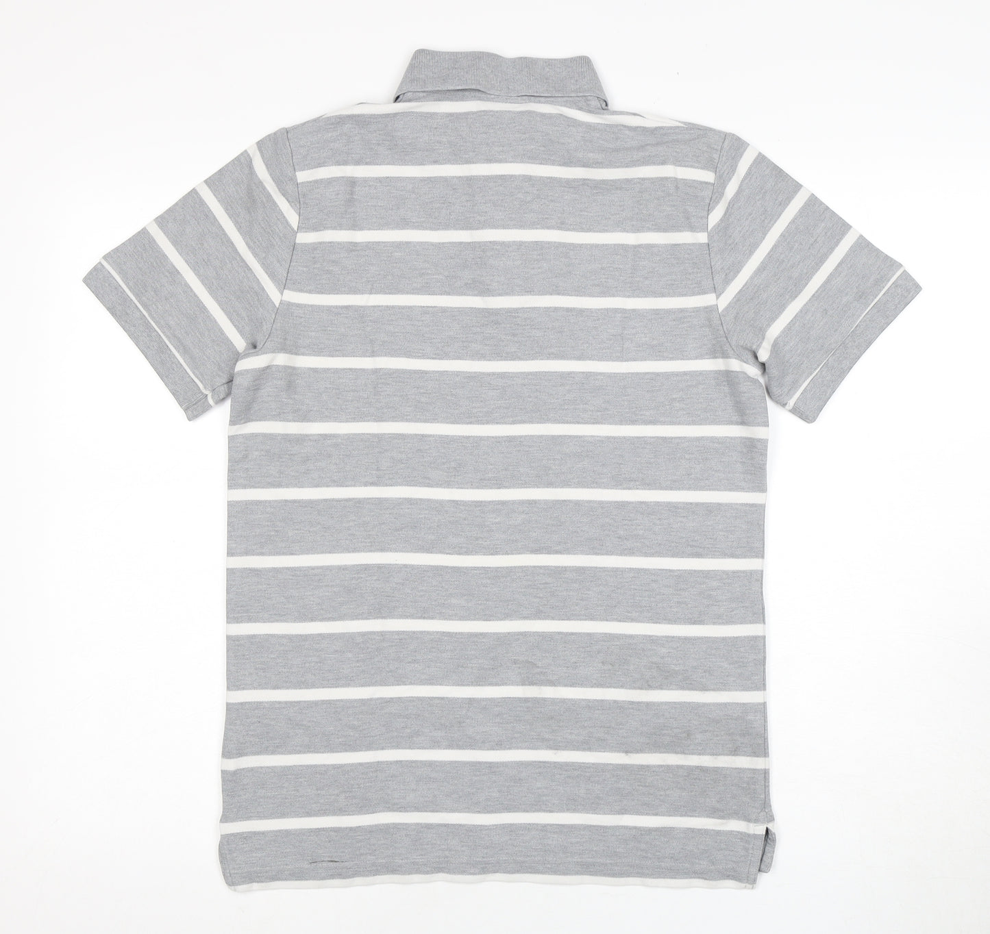 Nike Men's Grey Striped Polo Shirt M