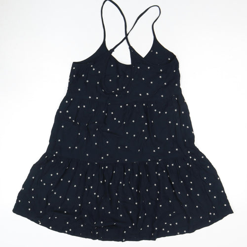 Superdry Women's Black Slip Dress Small Strappy Star Pattern