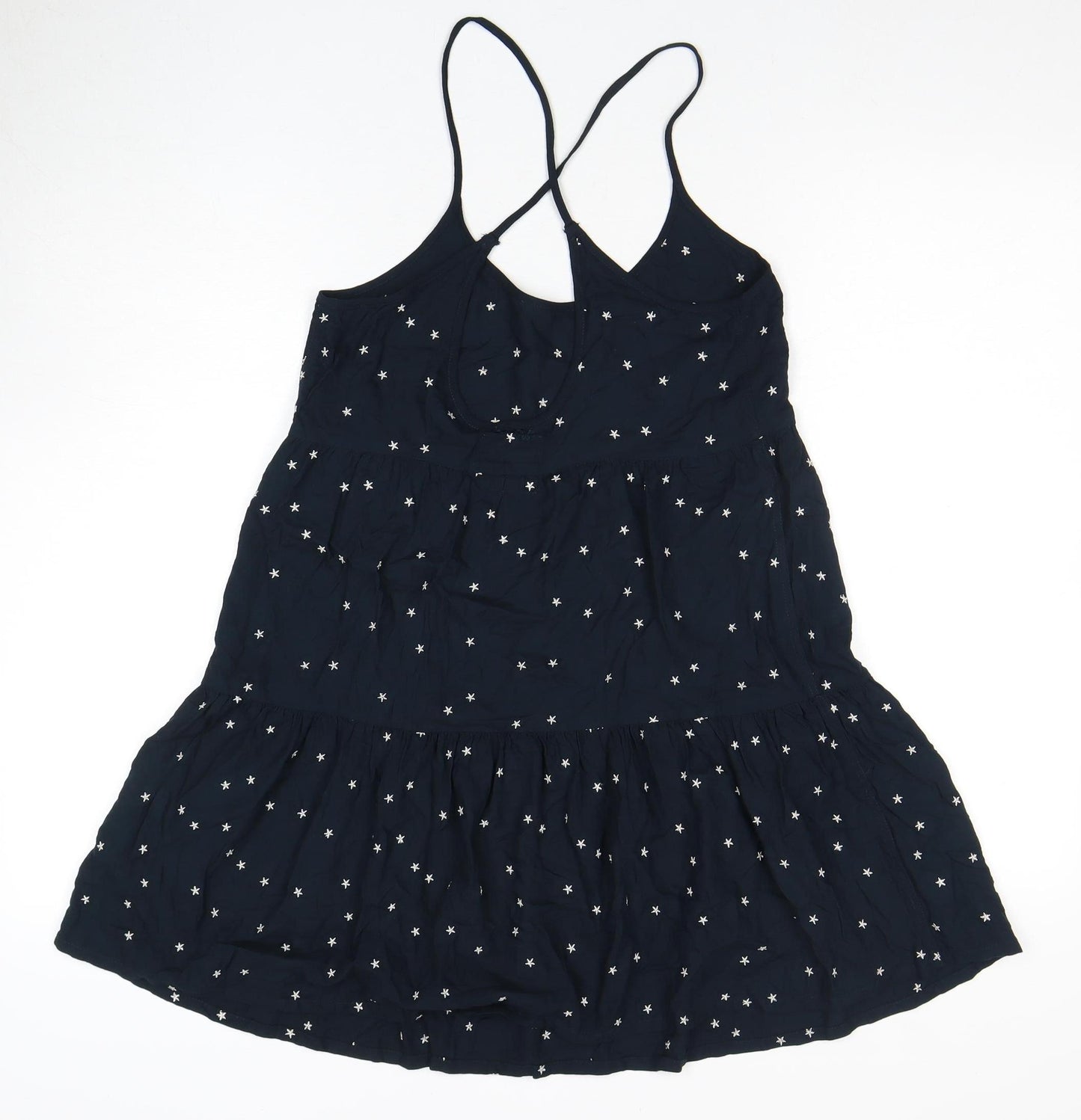 Superdry Women's Black Slip Dress Small Strappy Star Pattern