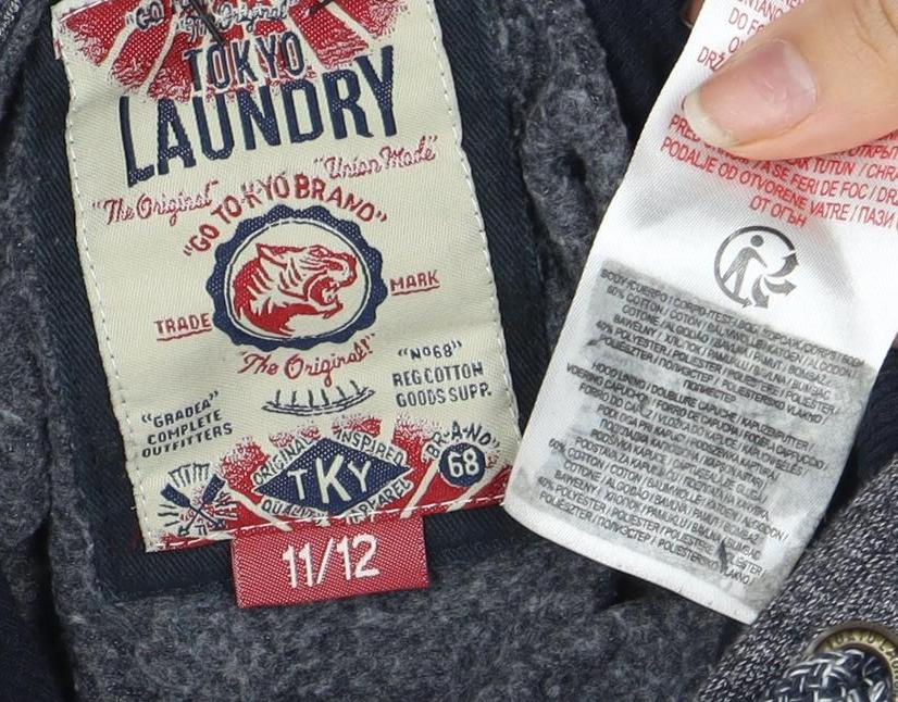 Tokyo Laundry Boys Grey Pullover Hoodie 11 Years