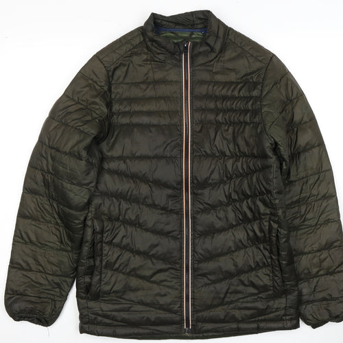 Jack & Jones Boys Green Puffer Jacket, Full Zip, Size 11-12 Years
