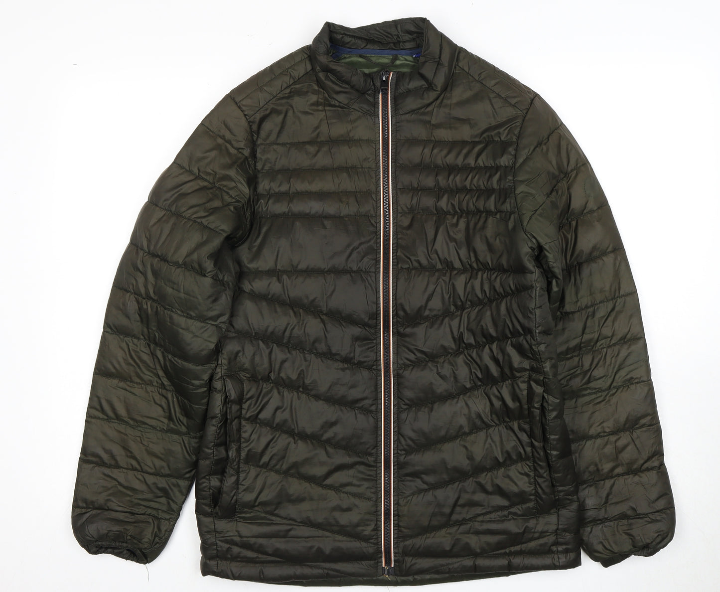 Jack & Jones Boys Green Puffer Jacket, Full Zip, Size 11-12 Years