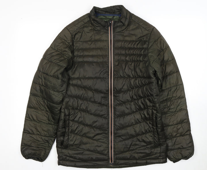 Jack & Jones Boys Green Puffer Jacket, Full Zip, Size 11-12 Years