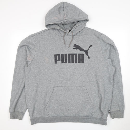 Puma Men's Grey 2XL Pullover Hoodie Logo Accents