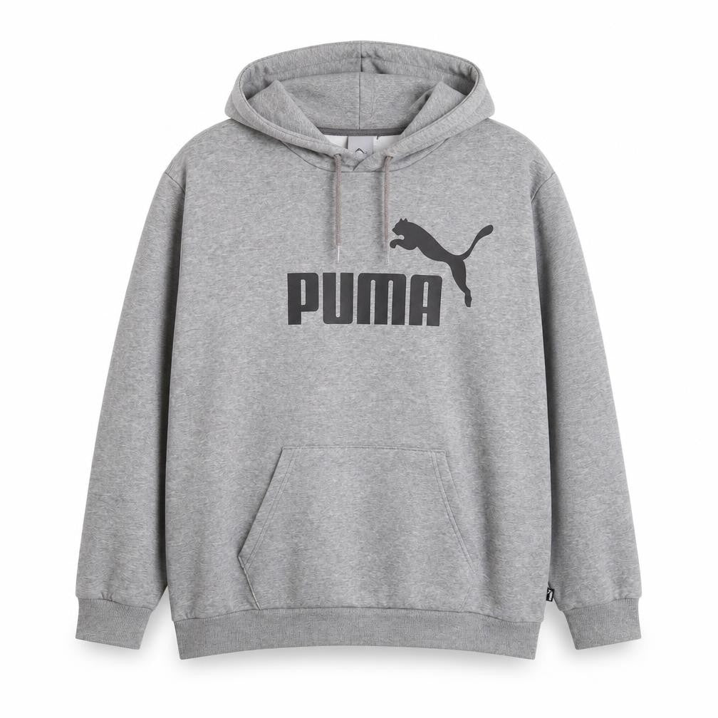 Front view of Puma Men's Grey 2XL Pullover Hoodie Logo Accents