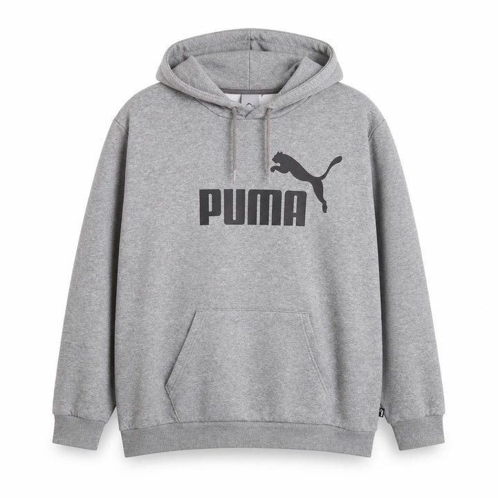 Front view of Puma Men's Grey 2XL Pullover Hoodie Logo Accents
