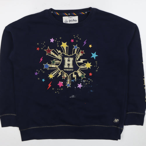 Marks and Spencer Girls Harry Potter Blue Pullover Sweatshirt 2XS