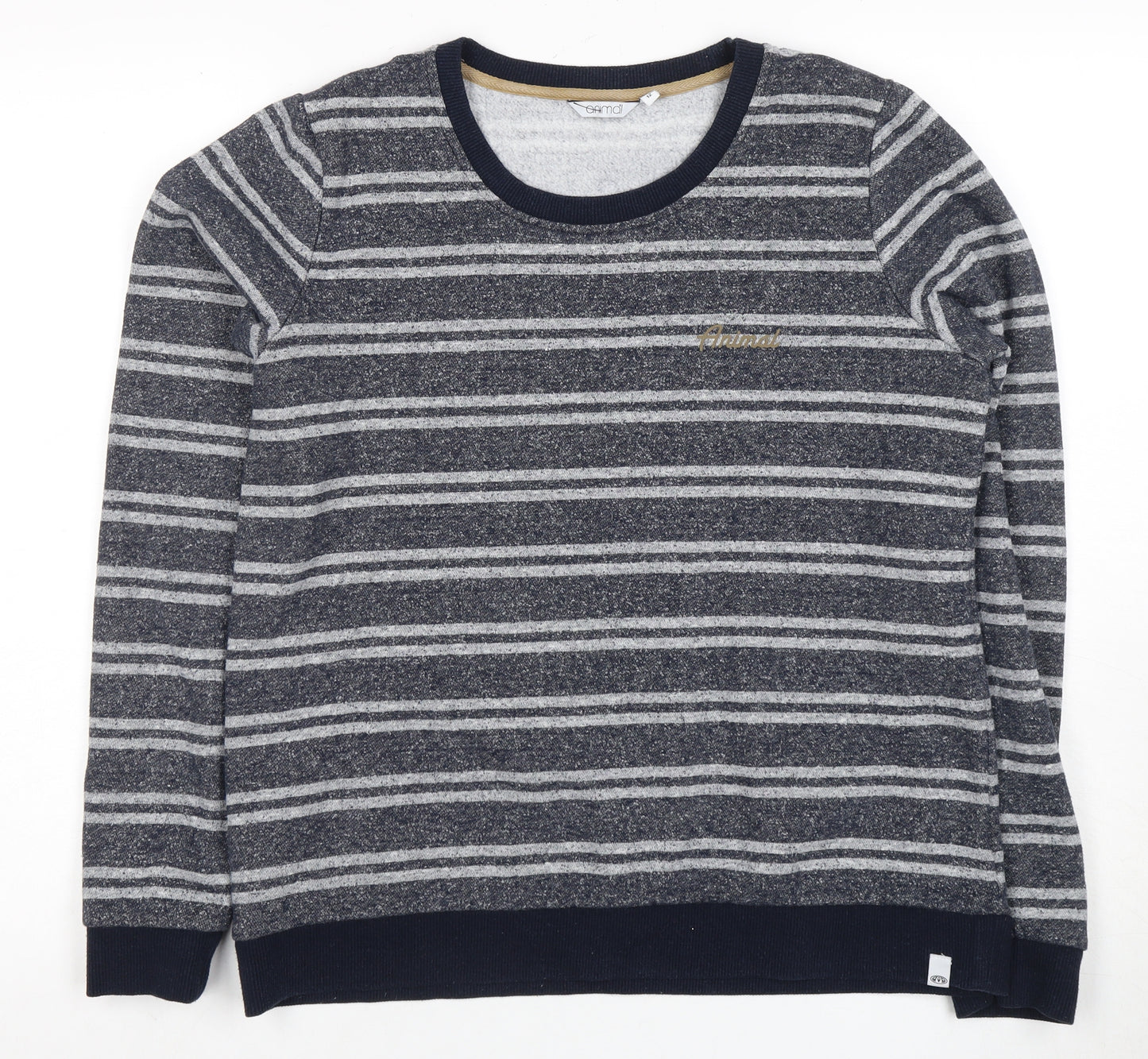 Animal Women's Grey Blue Striped Pullover Sweatshirt Size 12