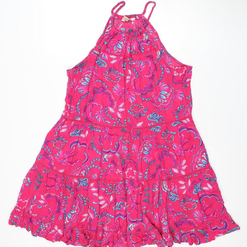 Oddam Women's Multicoloured Floral Halter Dress - L