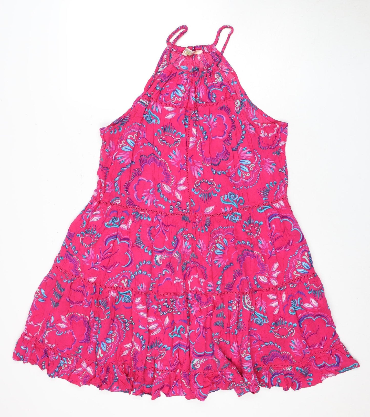 Oddam Women's Multicoloured Floral Halter Dress - L