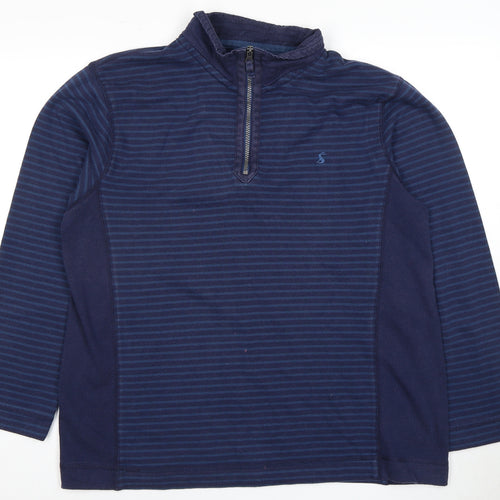 Joules Men's Blue Striped 1/2 Zip Hoodie - Size L