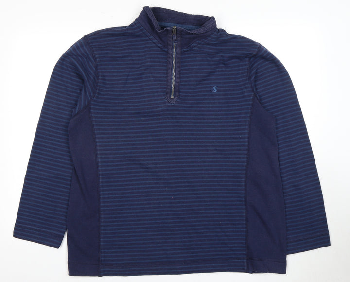 Joules Men's Blue Striped 1/2 Zip Hoodie - Size L