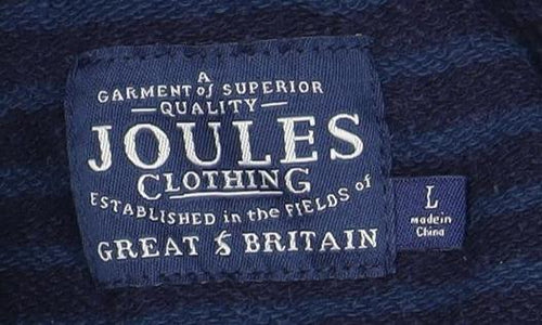 Joules Men's Blue Striped 1/2 Zip Hoodie - Size L