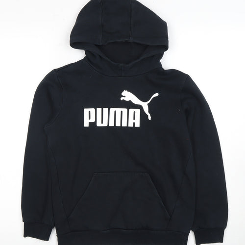 Puma Boys Black Hoodie, 11-12 Years, Pullover, Logo, Hooded