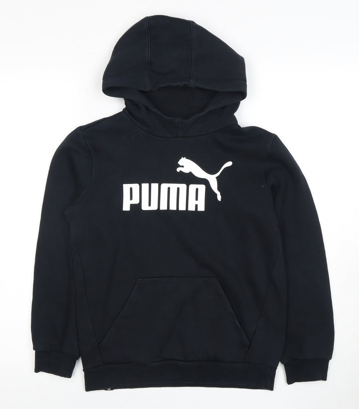 Puma Boys Black Hoodie, 11-12 Years, Pullover, Logo, Hooded